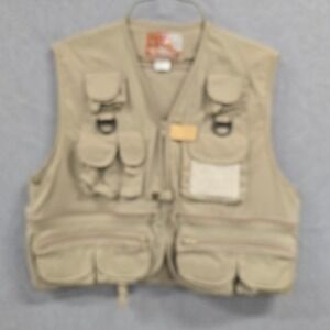 Rio Bravo Mens Fishing Vest Tan Khaki Multi Pocket Utility Fly Fishing Large